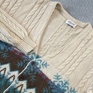 United Colors of Benetton Mens Vintage Shetland Wool Cable Knit Cardigan Italy M
